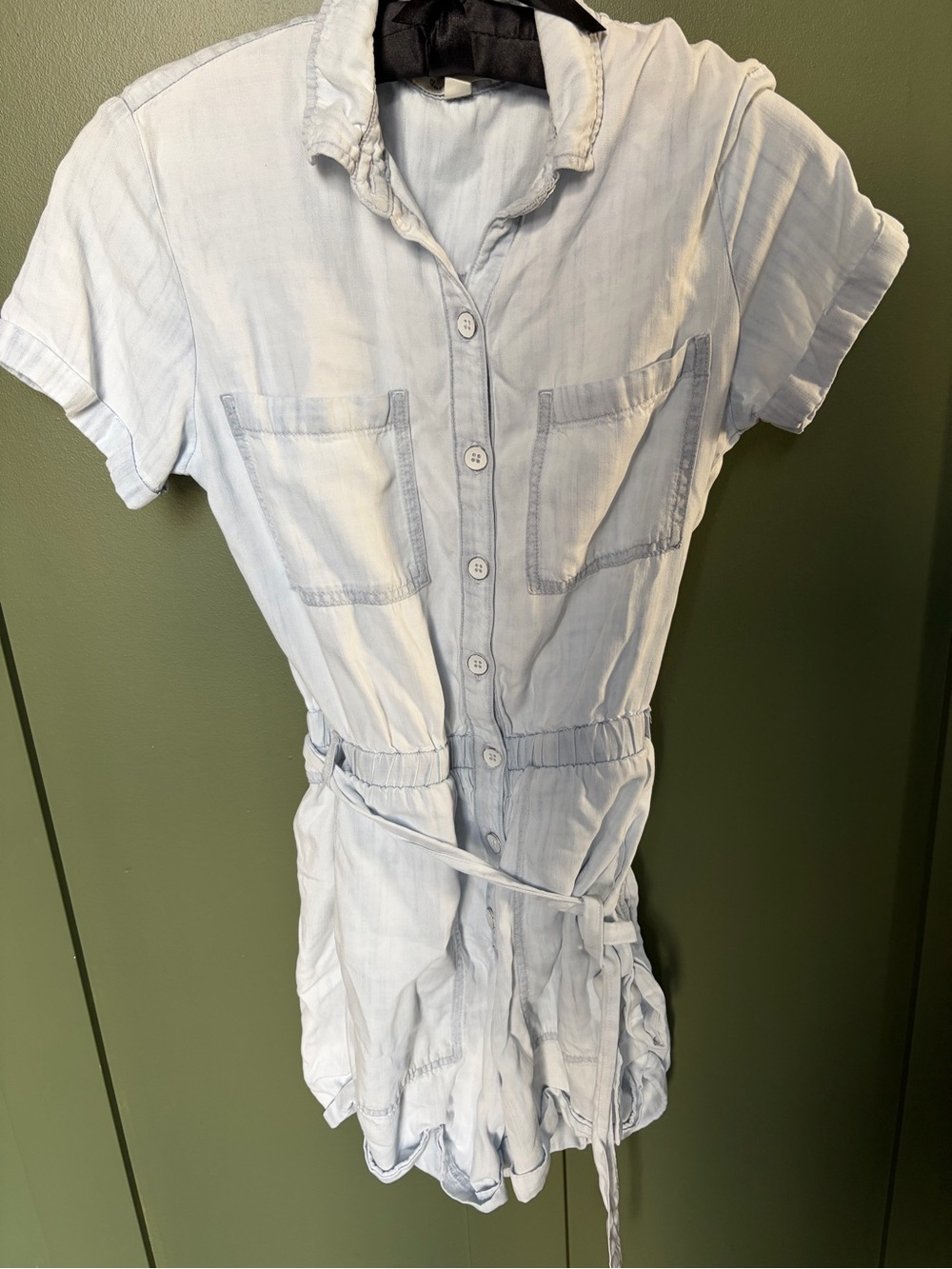 cloth & stone Light Blue Button Front Romper